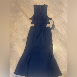NBO Navy blue midi open sided dress new with tag